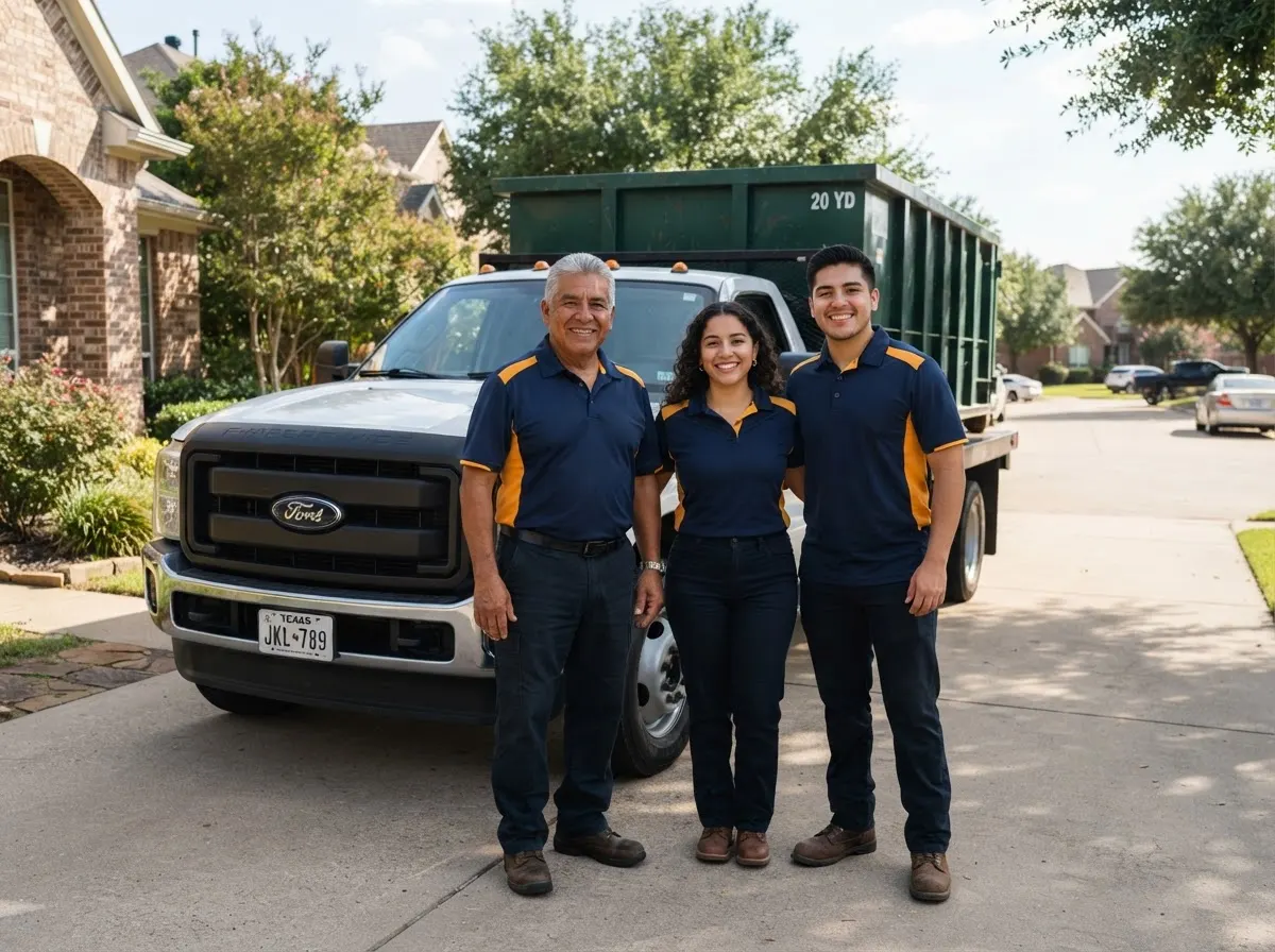 BluePeak Hauling dumpster team in Plano, TX